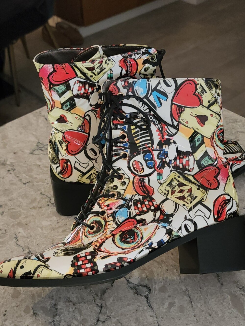 Bold & Beautiful Pop-Art Boots Size 10 - Picture 2 of 10
